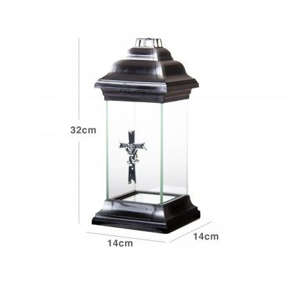 Candeeiro Roma Cruz 14X14X32cm Prateado