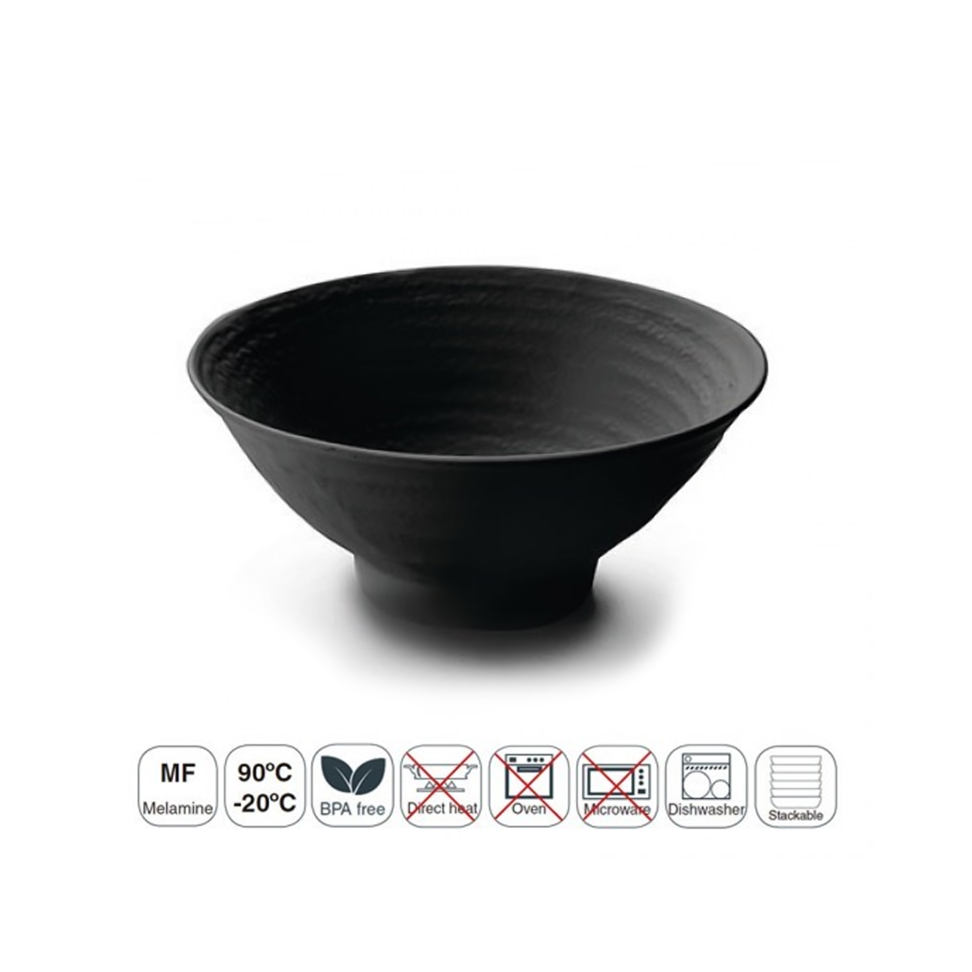 Tigela Melamina Lacor White & Black Cónica Preto 17X7cm