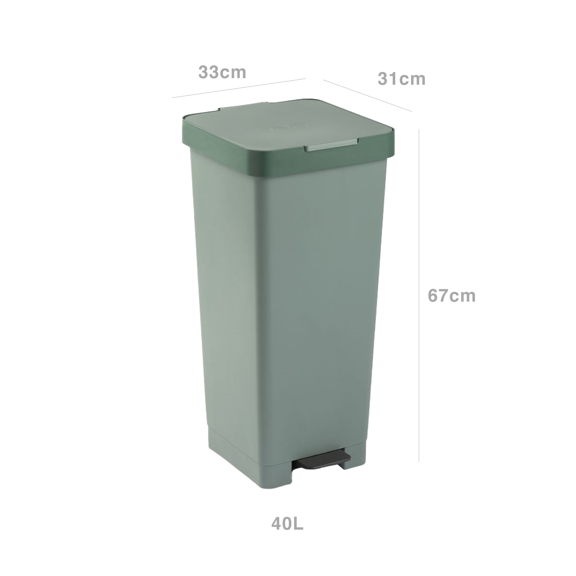 Balde Lixo com Pedal Smart Verde Sálvia 40L 33X31X67cm