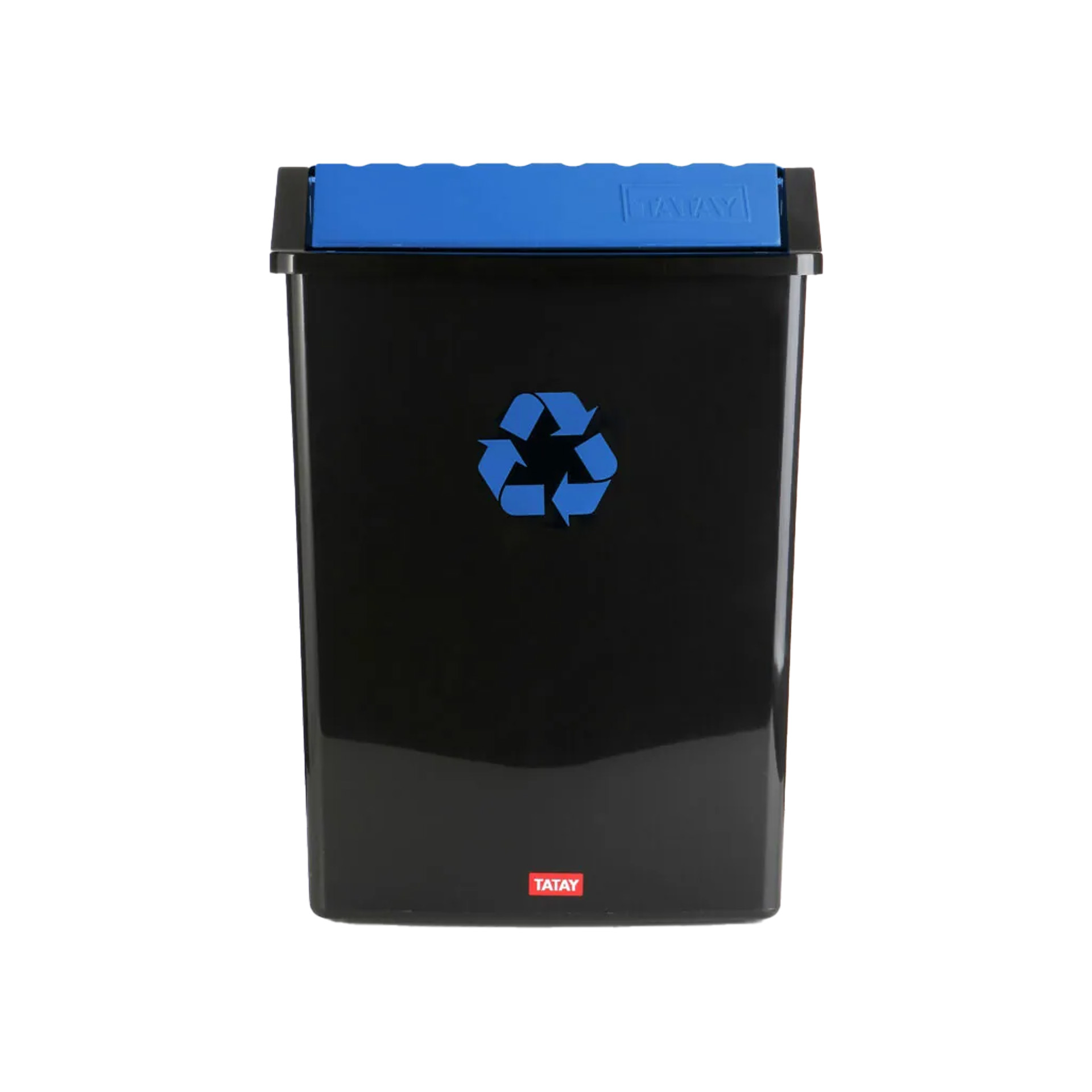Balde Reciclagem com Tampa Basculante Preto / Azul 50L 40.5X33.5X57.5cm