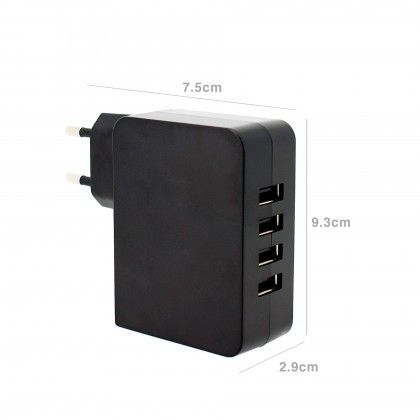 Carregador 4 Portas Usb 9.3X7.5X2.9cm