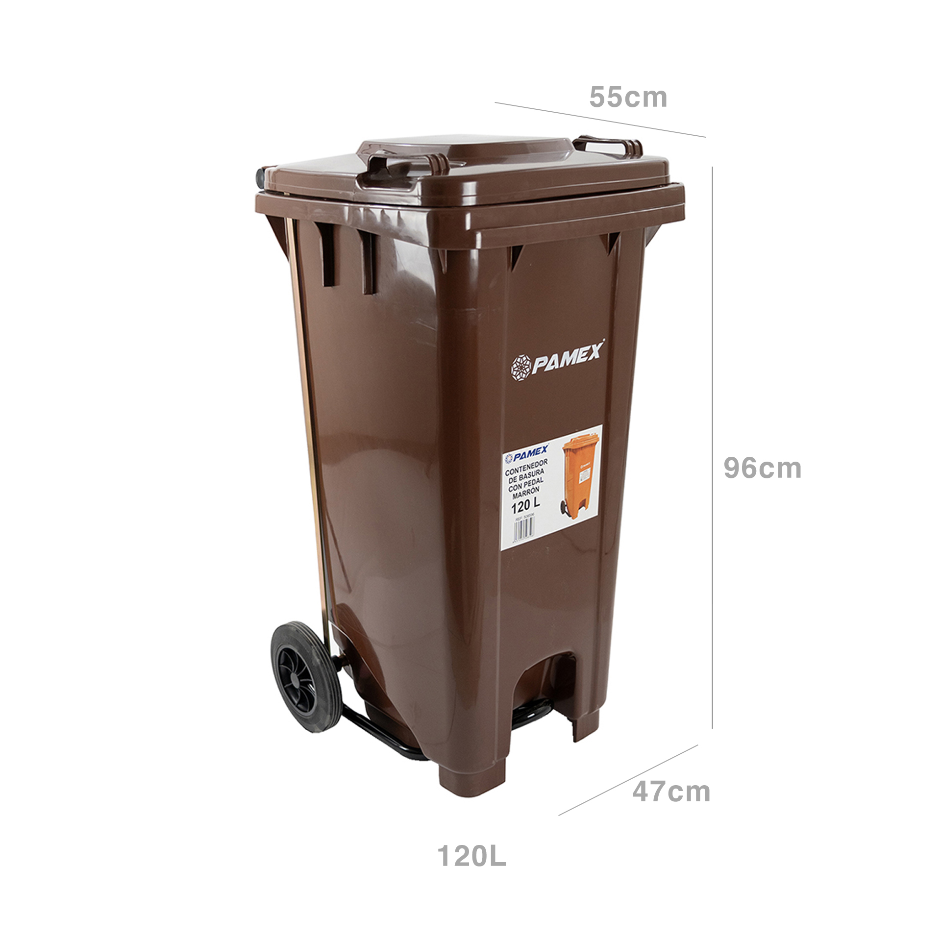 Contentor Lixo Castanho 120L 55X47X96cm