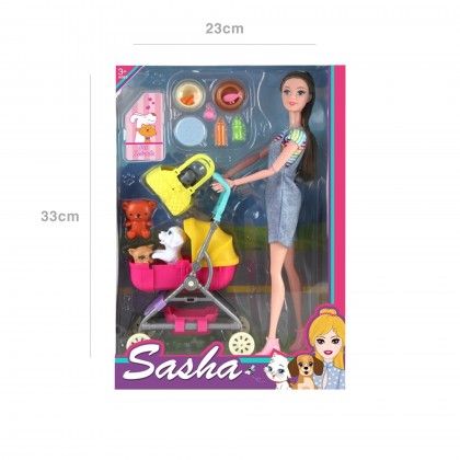 Boneca Sasha Pet Friends 23X33cm