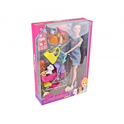 Boneca Sasha Pet Friends 23X33cm
