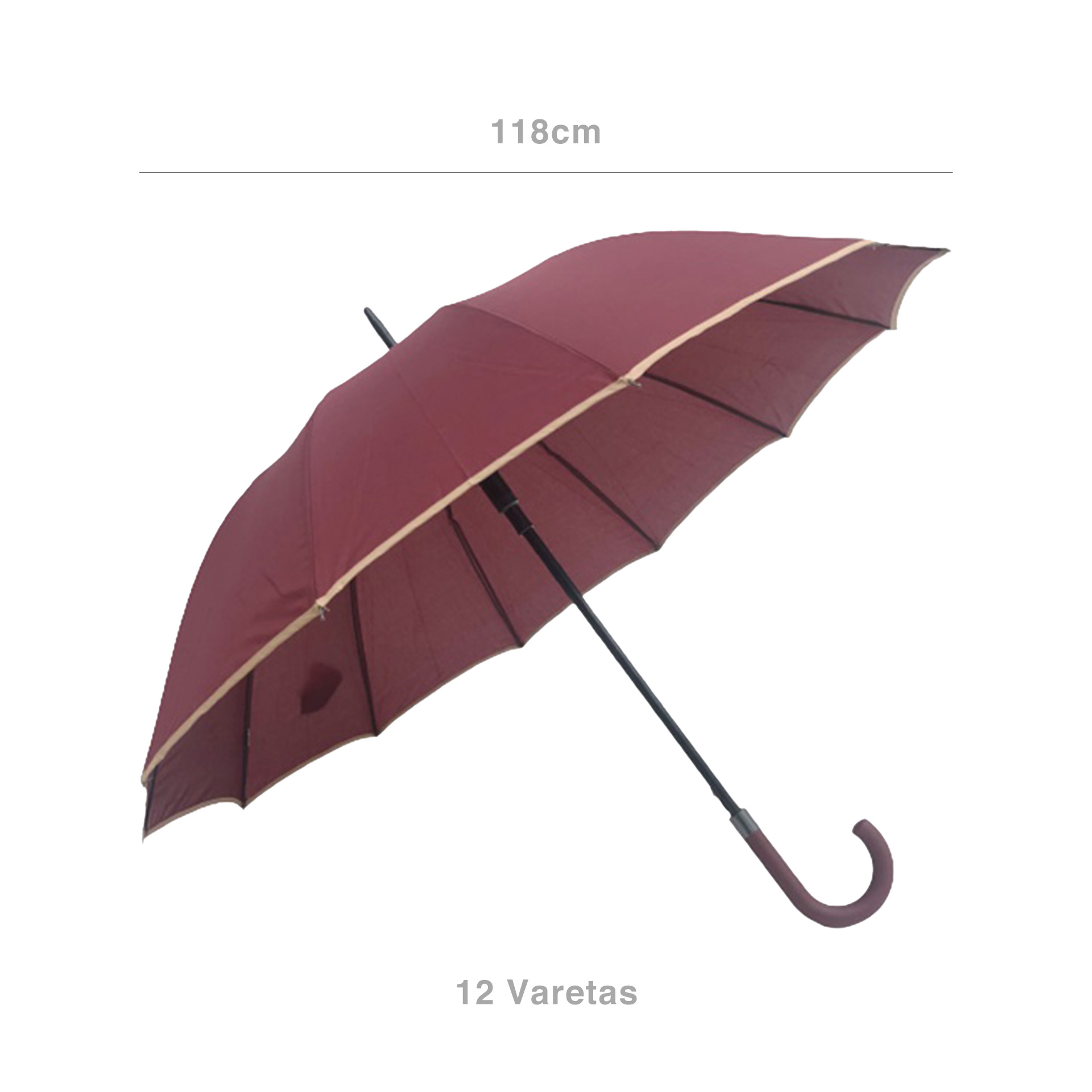 Guarda-Chuva Nasser 12 Varas Bordô / Bege 118cm