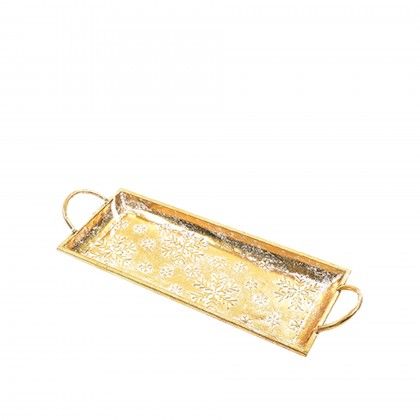 Bandeja Metal Retangular Dourada 52X18X7cm Bandeja Metal Retangular Dourada 52X18X7cm