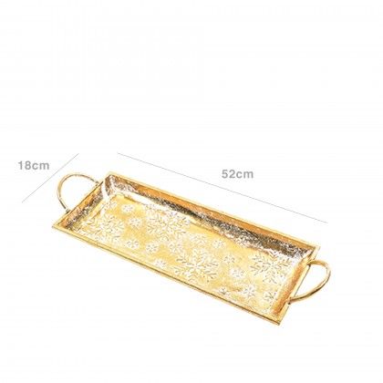 Bandeja Metal Retangular Dourada 52X18X7cm Bandeja Metal Retangular Dourada 52X18X7cm