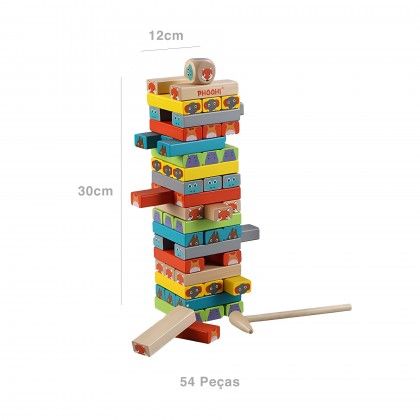 Jogo Torre Madeira 54 Pe�as 30X12cm