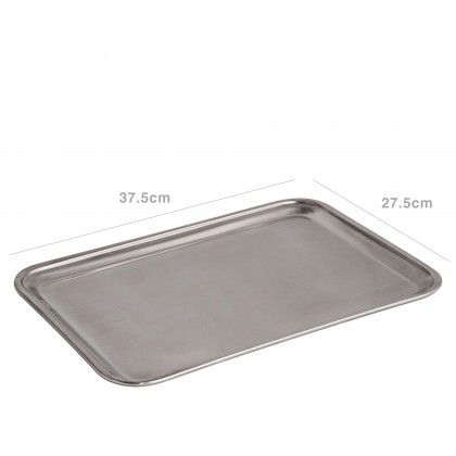 Bandeja Serviço Inox Retangular 37.5X27.5X1.3cm Bandeja Serviço Inox Retangular 37.5X27.5X1.3cm