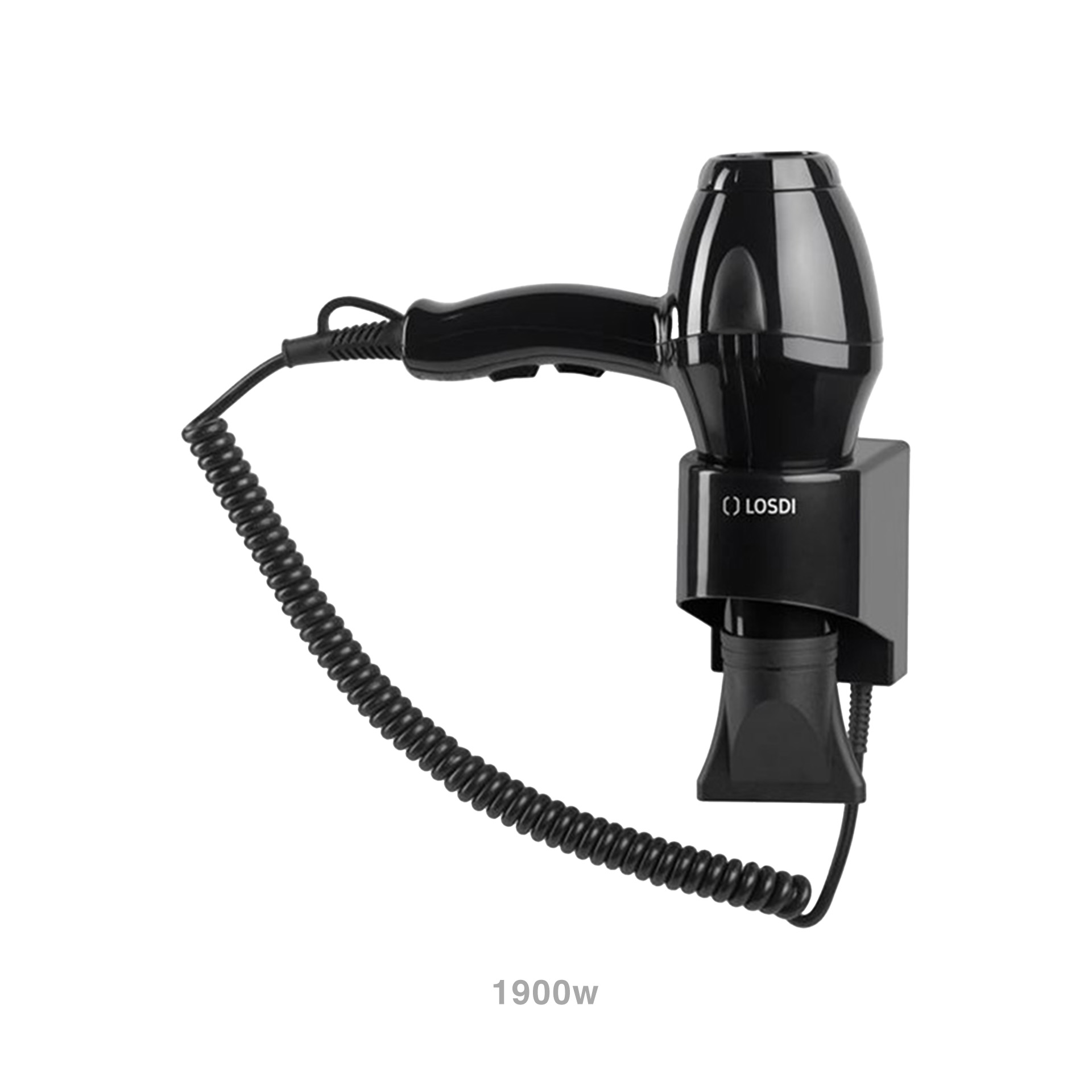 Secador Cabelo Parede 2 Velocidades Preto 1900W 24.8X10.5X26cm