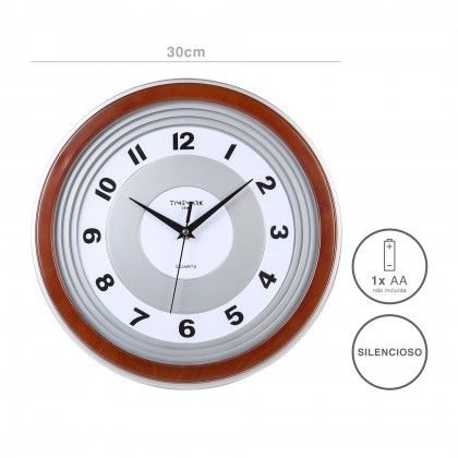 Relgio Parede Timemark Redondo Castanho 30cm