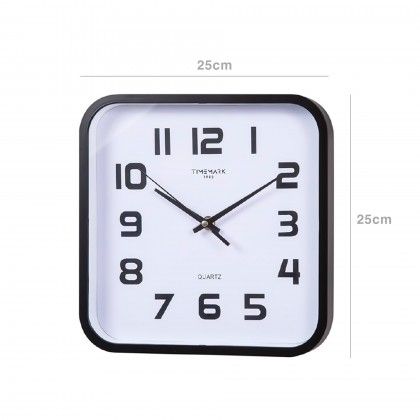 Relgio Parede Timemark Quadrado Sortido Branco / Preto 25X25cm