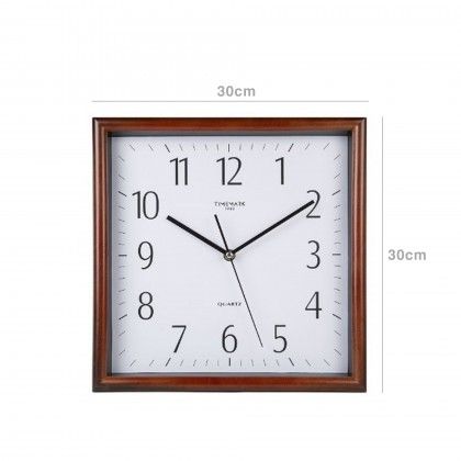 Relgio Parede Timemark Quadrado Castanho 30X30cm