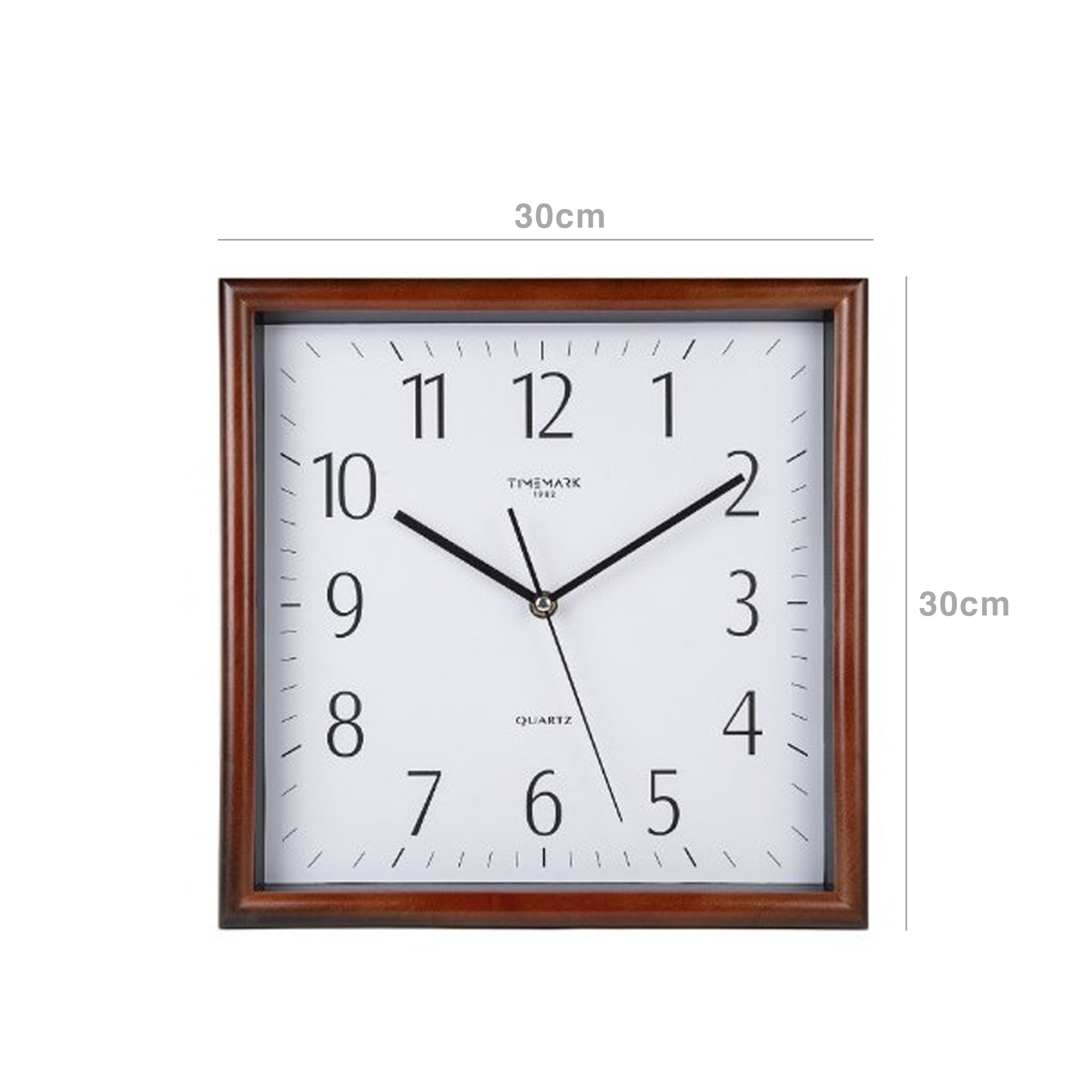 Relógio Parede Timemark Quadrado Castanho 30X30cm
