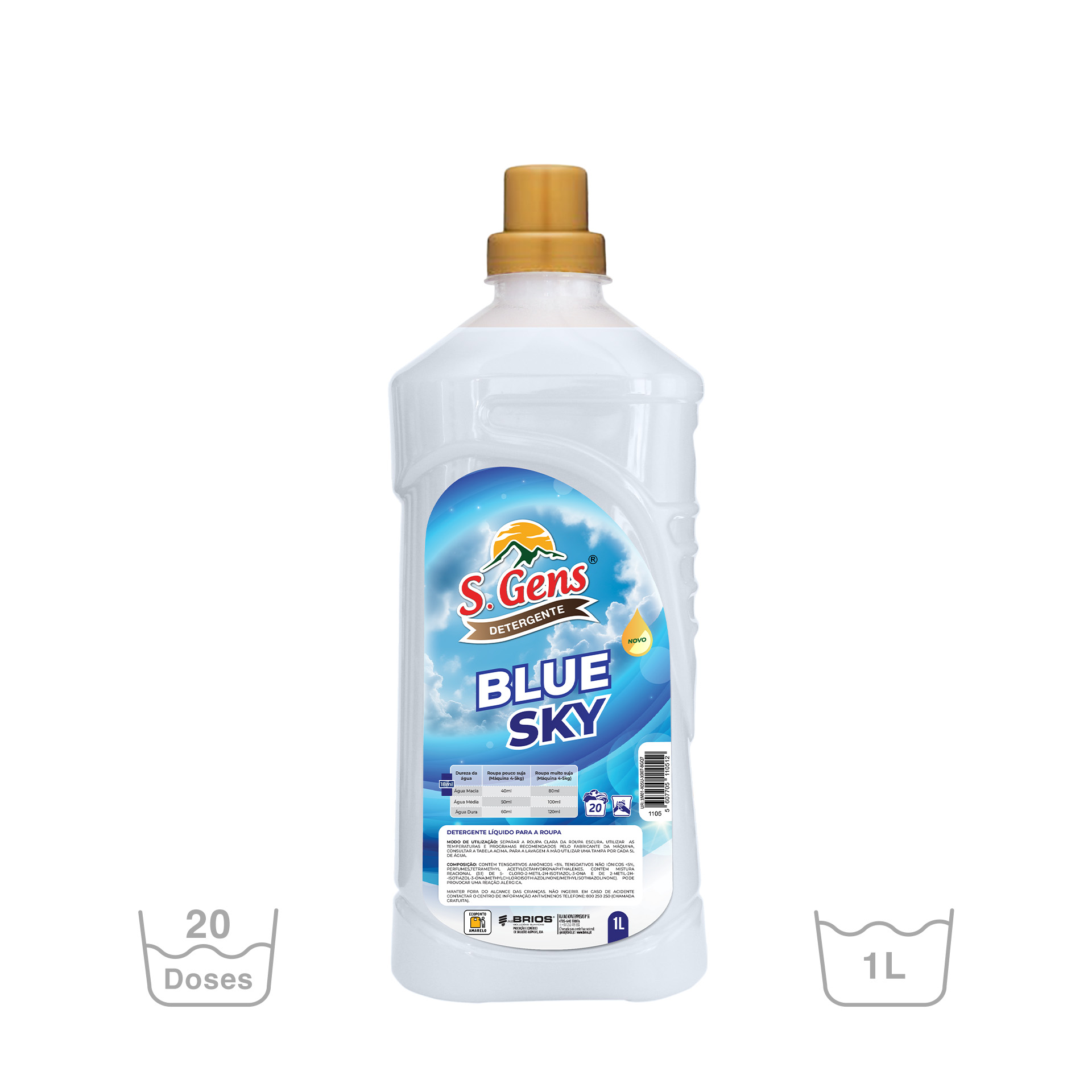 Detergente Roupa S. Gens Blue Sky 20 Doses 1L
