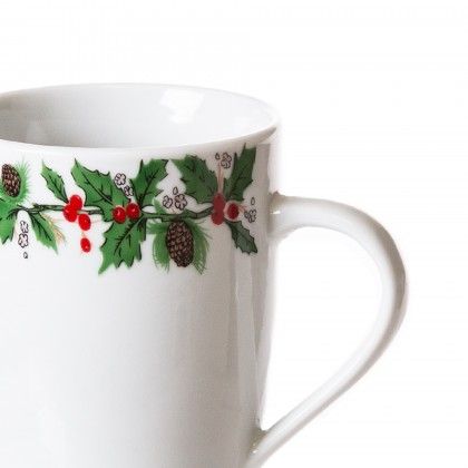 Caneca Porcelana Azevinhos 300ml 8X11X10.5cm