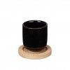 Copo Caf Cermica com Prato Bambu Preto 95ml 5.5X6.5cm Pack 4