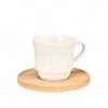 Chvena Caf Cermica com Prato Bambu 9X6.4X6.1cm Pack 6