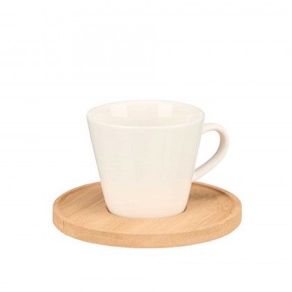 Chvena Caf Cermica com Prato Bambu 8.7X6.5X5.6cm Pack 6