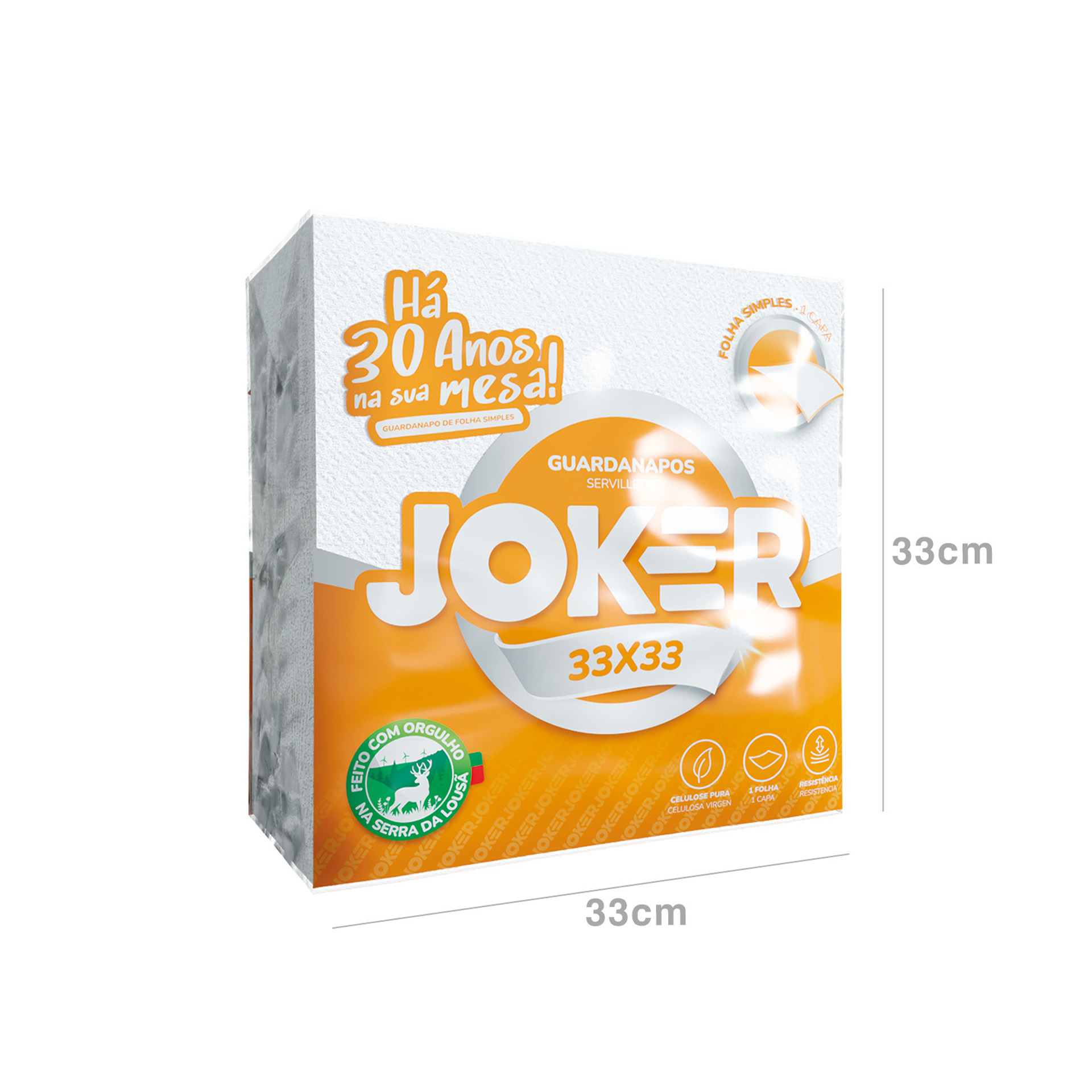Guardanapo Joker 1 Folha Branco 33X33cm Pack 60