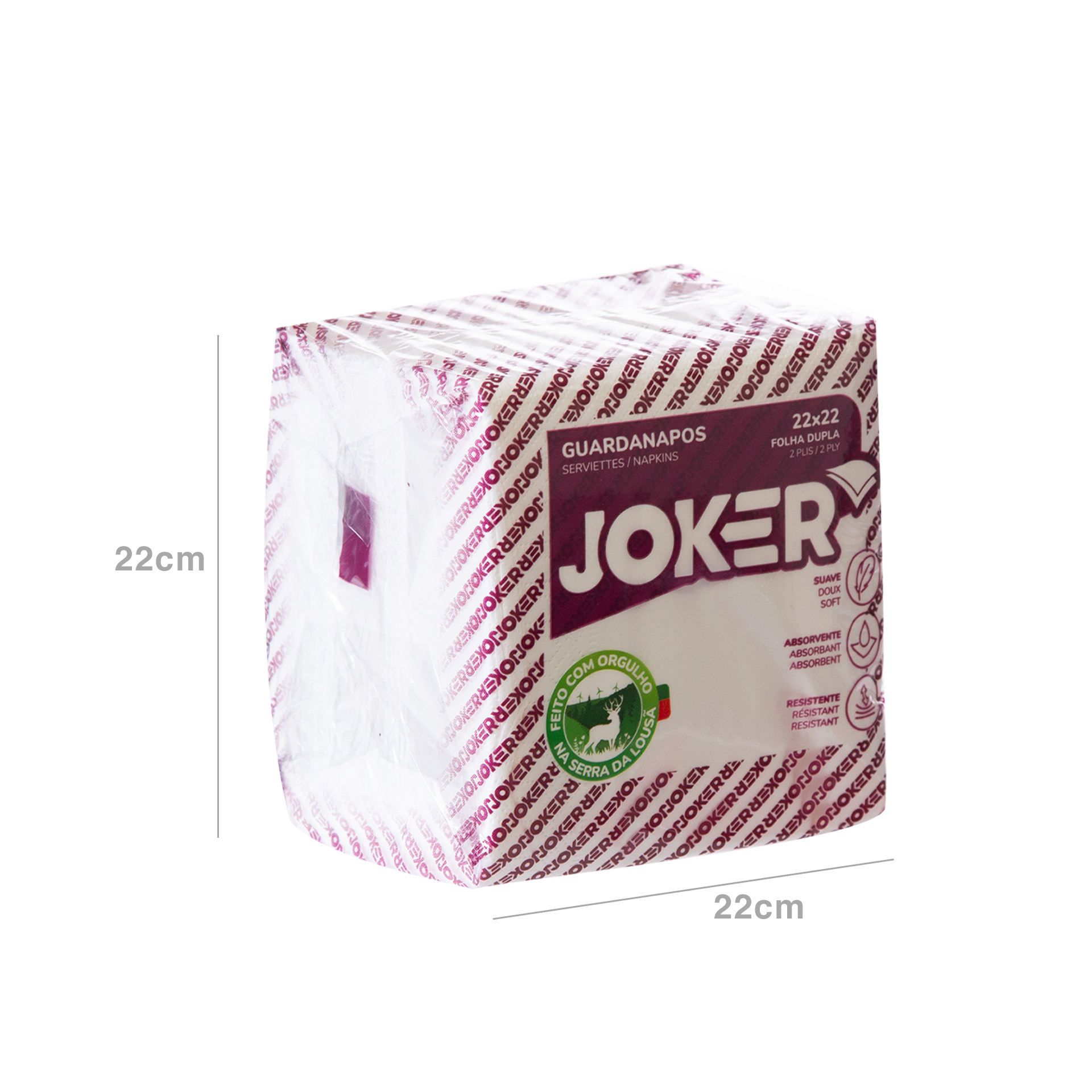 Guardanapo Joker Cocktail 2 Folhas Branco 22X22cm Pack 100