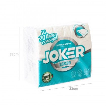 Guardanapo Joker 2 Folhas Branco 33X33cm Pack 80