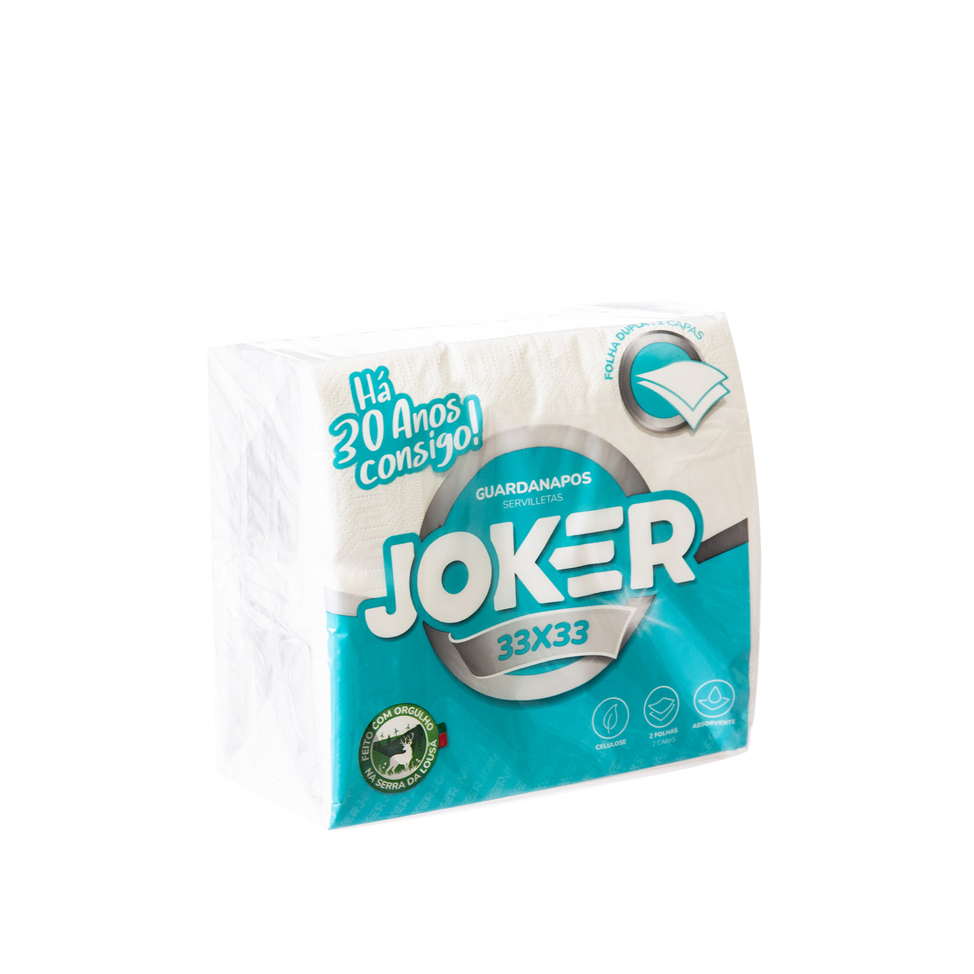 Guardanapo Joker 2 Folhas Branco 33X33cm Pack 80