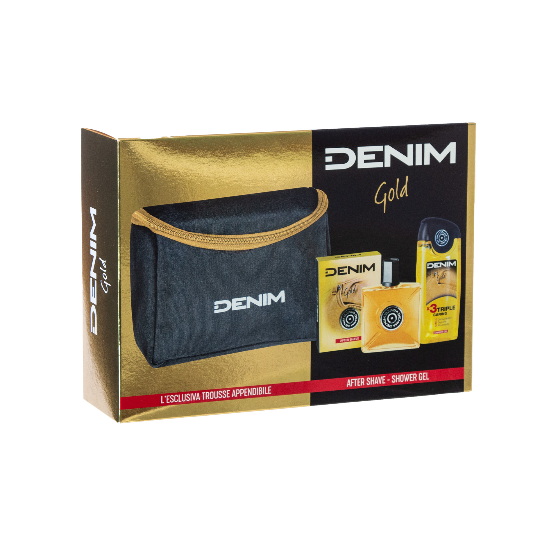 After Shave 100ml + Gel Banho 250ml + Bolsa Denim Gold 20X10X14cm