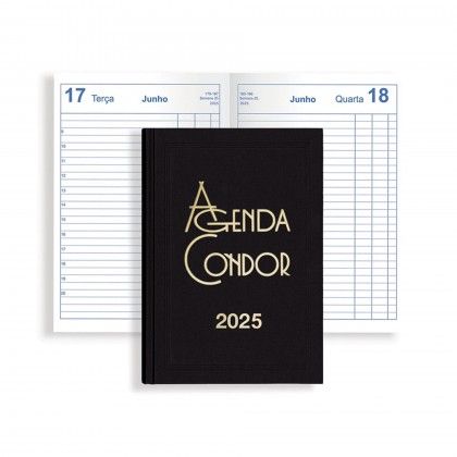 Agenda Diria 2025 Mini Condor Preto 10X16cm