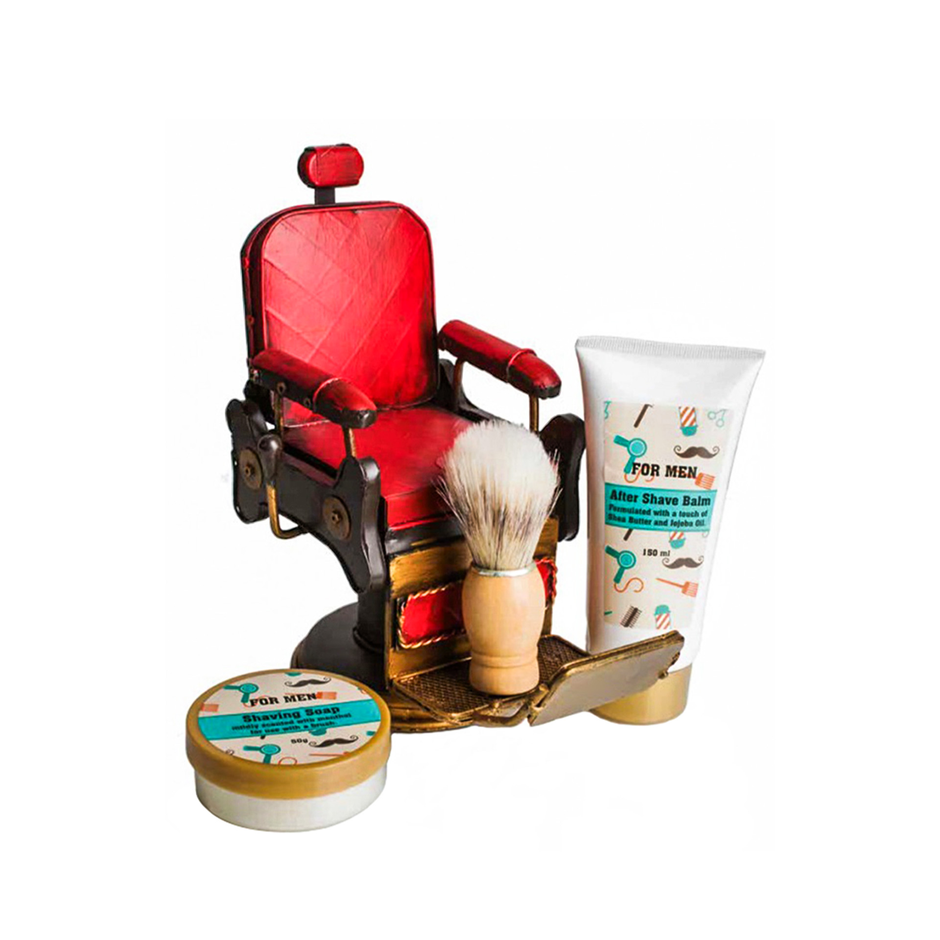 Conjunto Barbear Cadeira Barbeiro Mentol / Cedro