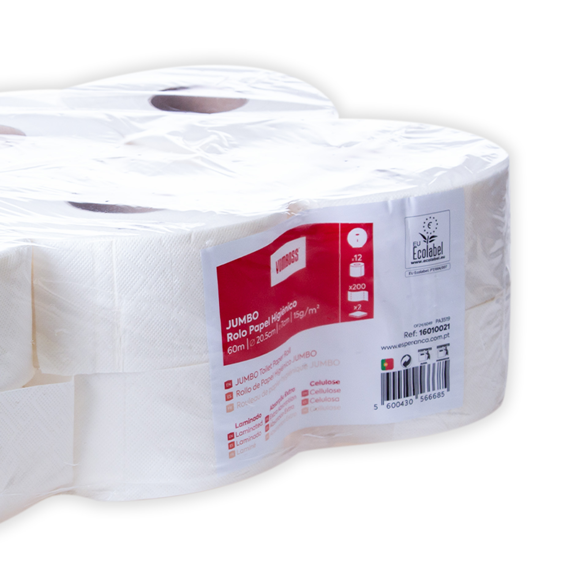 Rolo Papel Higiénico Jumbo 60m Pack 12