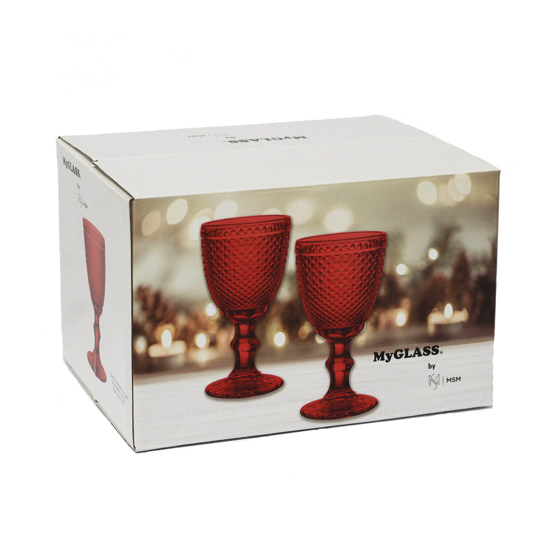 Copo com Pé My Glass Bicos Vermelho 330ml Pack 6