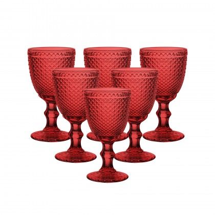 Copo com P My Glass Bicos Vermelho 330ml Pack 6