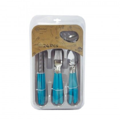 Talheres + Tabuleiro Turquesa 19.5X32.5X4.5cm Pack 25