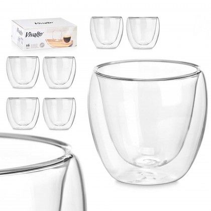 Copo Caf� Borossilicato Parede Dupla 100ml Pack 6
