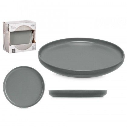 Prato Grés Sobremesa Cinzento Escuro 20cm Pack 6 Prato Grés Sobremesa Cinzento Escuro 20cm Pack 6