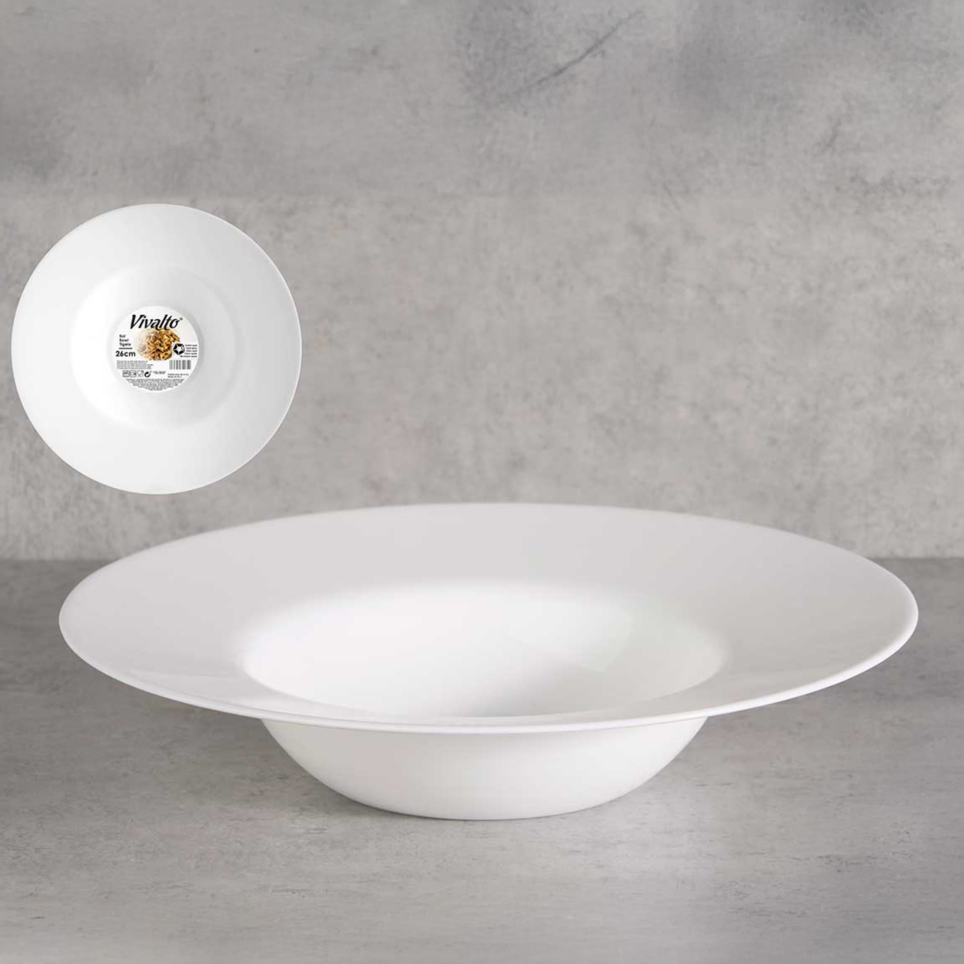 Prato Pasta Vidro Opaco 26cm Pack 6