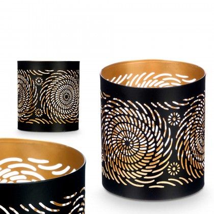 Suporte Vela Preto / Dourado Espiral 9X10cm