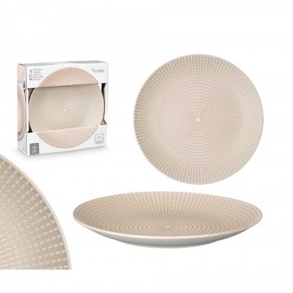 Prato Gravado Mesa Redondo Cinzento 27X3cm Pack 6