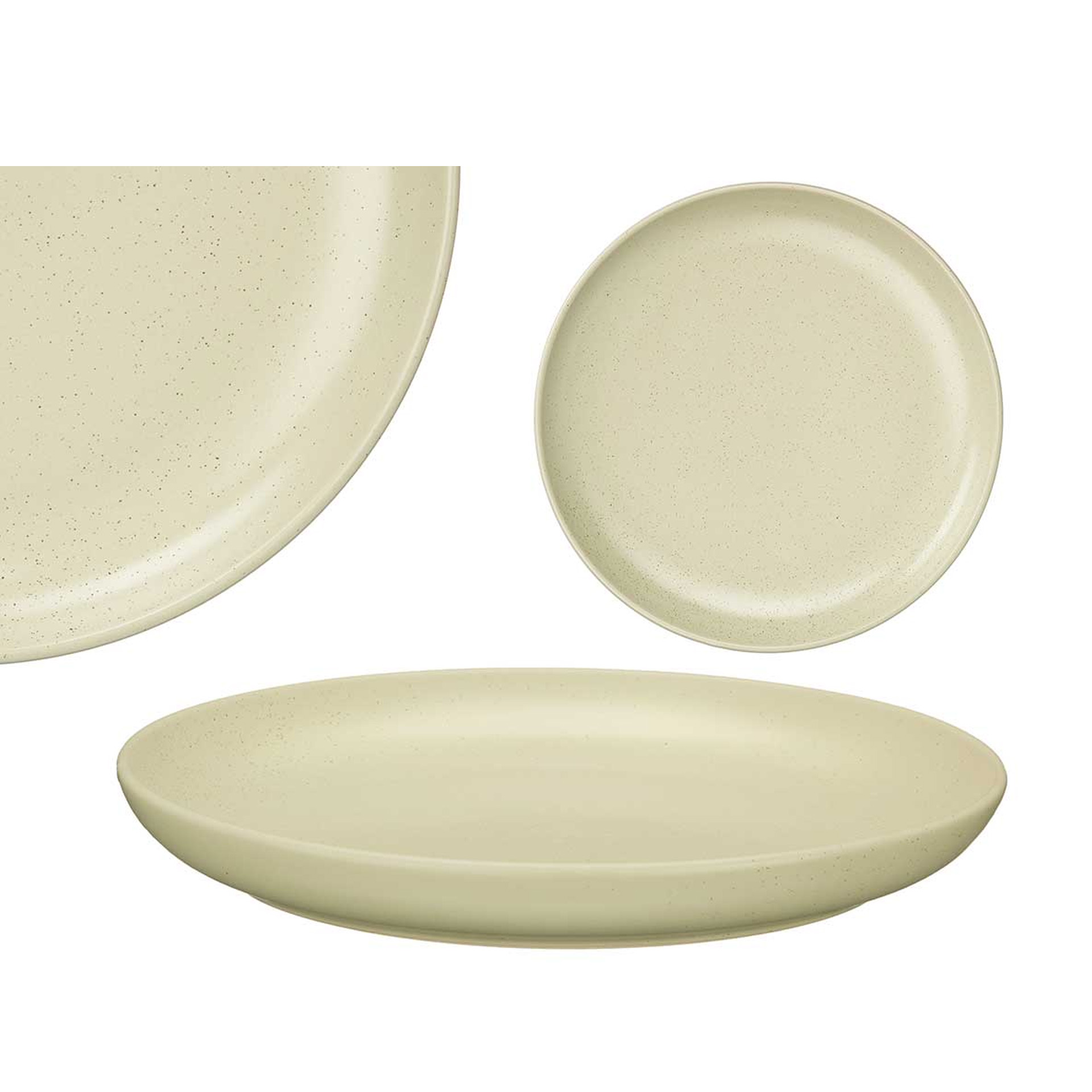 Prato Cerâmica Sobremesa Redondo Verde Claro 20cm Pack 6