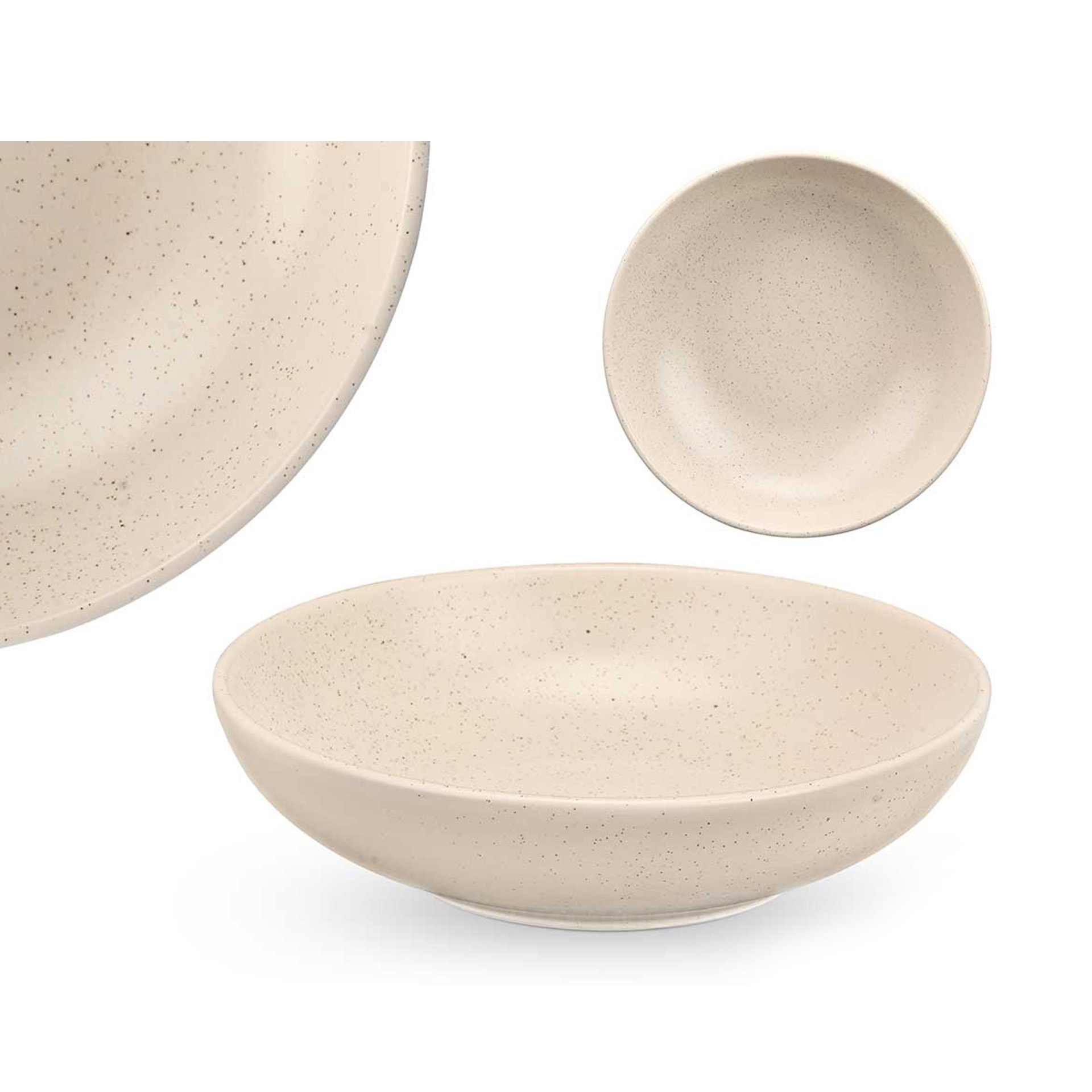 Prato Cerâmica Sopa Redondo Creme 20cm Pack 6