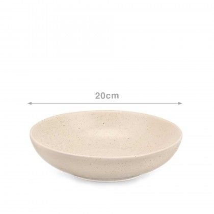 Prato Cer�mica Sopa Redondo Creme 20cm Pack 6