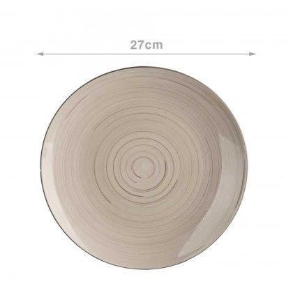 Prato Espiral Raso Redondo Cinzento 27X3cm Pack 6