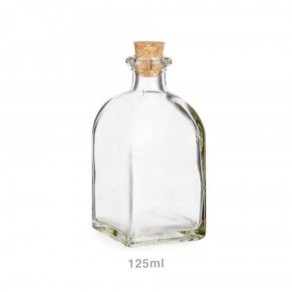 Frasco Vidro Tampa Cortia 125ml 5X10cm