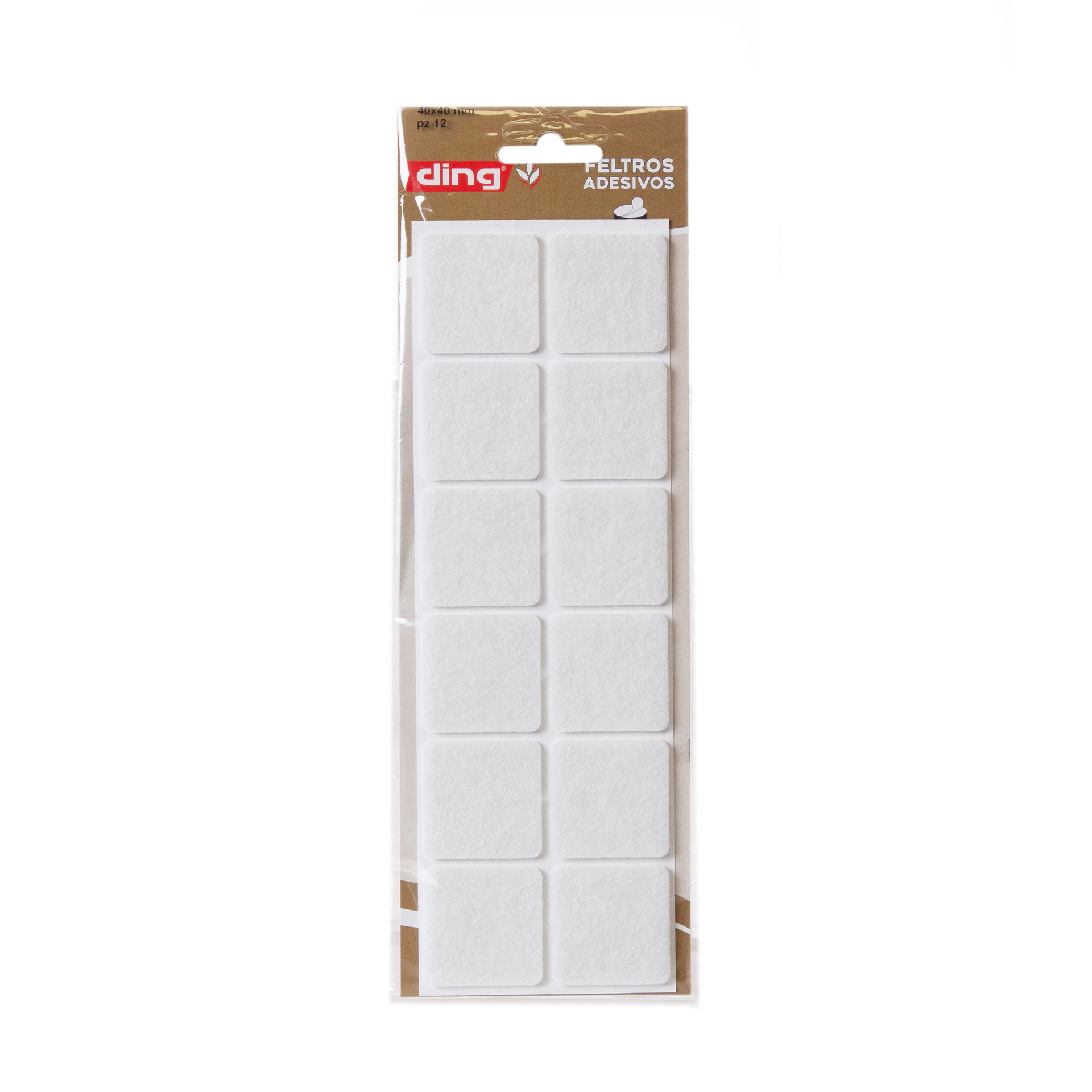 Feltro Adesivo Quadrado Branco 40X40X3mm Pack 12