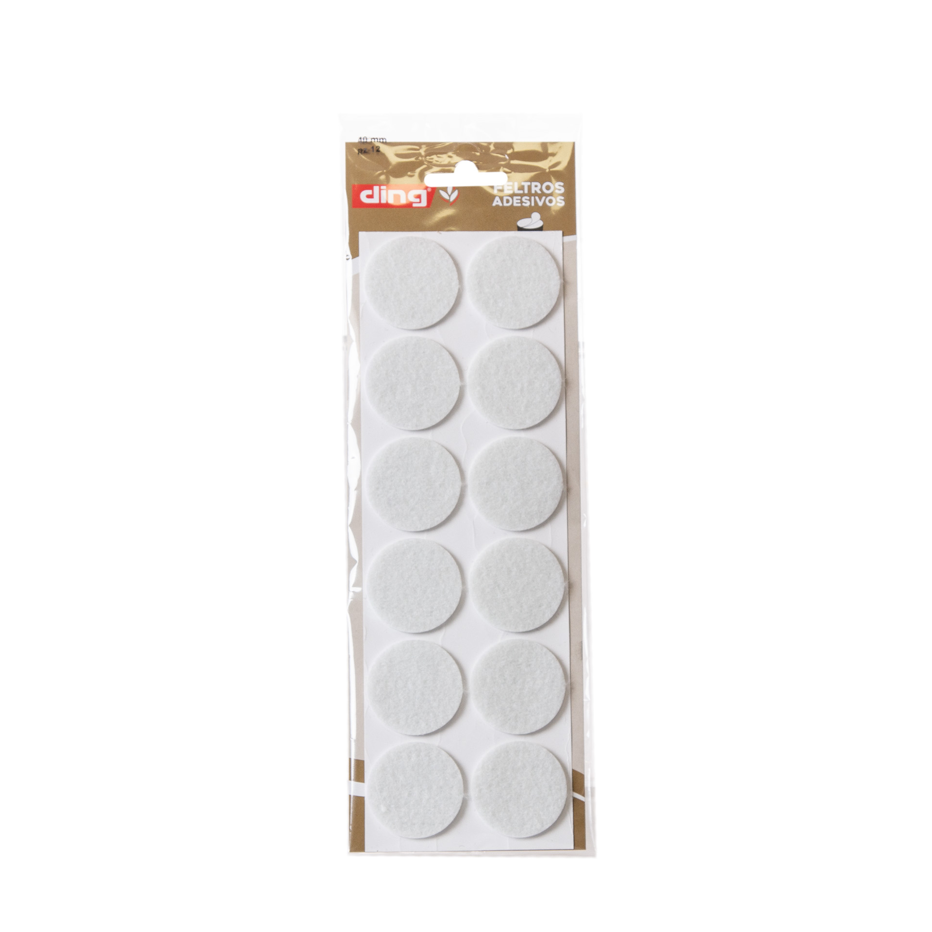 Feltro Adesivo Redondo Branco 40X3mm Pack 12
