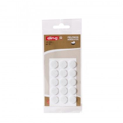 Feltro Adesivo Redondo Branco 16X2.5mm Pack 15