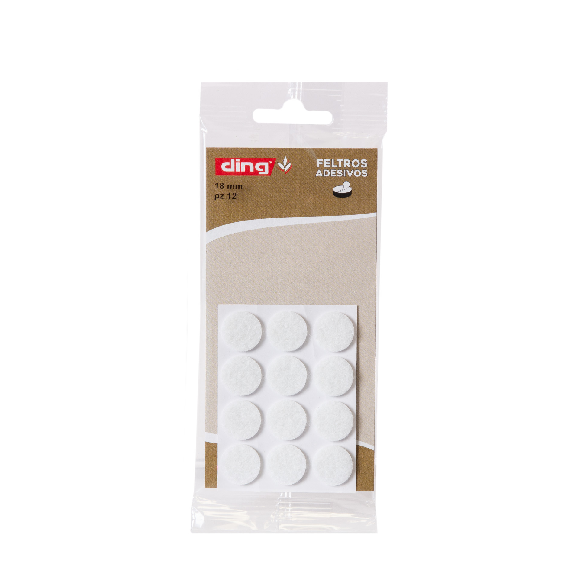 Feltro Adesivo Redondo Branco 18X2.5mm Pack 12