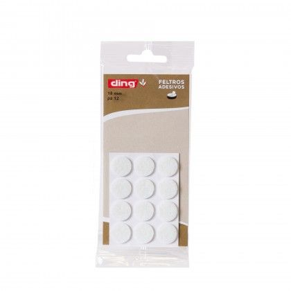 Feltro Adesivo Redondo Branco 18X2.5mm Pack 12