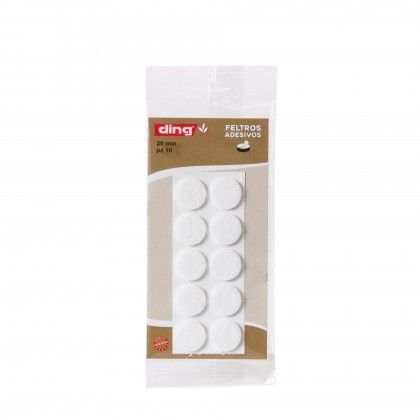 Feltro Adesivo Redondo Branco 20X2.5mm Pack 10